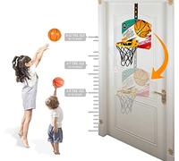 Koobitz Over-Door Basketball Hoop, Wall Mounted Adjustable Backboard with Net, Suction Mount for Smooth Surfaces, Mini Ball Included, Indoor Outdoor Basketball Set for Kids Ages 3+ Years