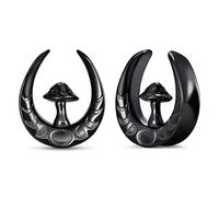 KOOBODY 1 Pair Mushroom Opening Saddle Plugs Ear Gauges Double Flared Tunnels Elegant Classic Gold Ear Hanger Stretcher Piercing 8mm-25mm