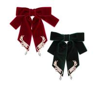 KOOBOOK 2Pcs Velvet Ribbon Bow Tie Brooch Pin Elegant Women's Pre-Tied Bowknot Retro Bow Brooch for Clothes Shawls Weddings Parties, L, Velvet, no gemstone
