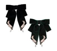 KOOBOOK 2Pcs Velvet Ribbon Bow Tie Brooch Pin Elegant Women's Pre-Tied Bowknot Retro Bow Brooch for Clothes Shawls Weddings Parties, L, Velvet, no gemstone