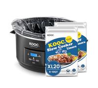 KOOC Slow Cooker Liners 14"x22" 20 Count Extra Large Size Disposable Pot Liners Cooking Bags Fit 6 qt to 10 qt Pot BPA Free Fresh Locking Seal Design