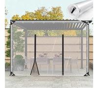 KOOEIN Outdoor Transparent Waterproof Tarpaulin with Zip Door,0.3mm Thicken Clear Vinyl Pvc Tarps,Heavy Duty Waterproof Tarpaulin Side Panels,For Pergola Patio Gazebo Porch,WxH-1.7x2.2m/5.6x7.2ft
