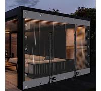 KOOEIN Waterproof tarpaulin transparent curtains, Clear Splicing tarp side panels Foldable rain curtains, Outdoor tent side panels with zipper - with grommets,W×H-2.2×2.2m(7.2 * 7.2ft)