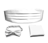KOOELLE Cummerbunds Belt & Men's Bow Tie & Pocket Square - For Men's Black Tie Events, 003-white, One Size