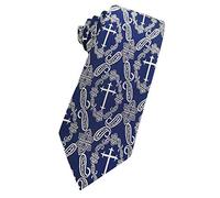KOOELLE Mens Novelty Religous Necktie Christian Cross & Paisley Tie