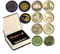 Kooer 6PCS Viking Rune Wax Seal Stamp, Sealing Vegvisir Valknut Tree of Life Stamp Wedding Invitation Birthday Party Gifts (6pcs Set)