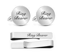Kooer Personalized Men's Wedding Cufflinks, Custom Father Of The Bride Cuff Links Jewelry Gift For Men Him Groom Groomsman, 18.5mm, silver plated bronze gold plated, glass dome