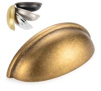 KOOFIZO 10 Pack 3 Inch Bin Cup Drawer Pulls Antique Brass Cabinet Handles Vintage Brass Cabinet Pulls for Kitchen Cabinets Drawer Dresser Cupboard Bedroom Bathroom