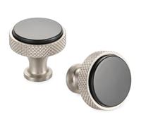 KOOFIZO 10 Pack Black & Nickel Cabinet Knobs Knurled Round Single Hole K28 | Sturdy Hardware, Two Tone, Black & Brushed Nickel Kitchen Cabinet Pulls Drawer Knobs, for Dresser Cupboard Bedroom Bathroom