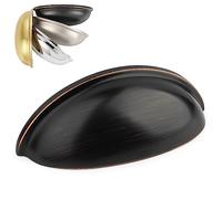 KOOFIZO Bin Cup Drawer Pull - Oil Rubbed Bronze Cabinet Handle, 76mm / 3 Inch Screw Spacing (10 Pack) for Kitchen Cupboard Bedroom Dresser Bathroom Furniture Door