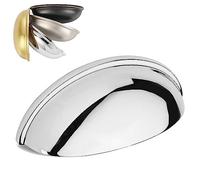 KOOFIZO Bin Cup Drawer Pull - Polished Chrome Cabinet Handle, 76mm / 3 Inch Screw Spacing (10 Pack) for Kitchen Cupboard Bedroom Dresser Bathroom Furniture Door