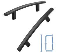 KOOFIZO Curved Bar Cabinet Pull - Black Furniture Arch Handle, 3 Inch/76mm Screw Spacing, 10-Pack for Kitchen Cupboard Door, Bedroom Dresser Drawer, Bathroom Wardrobe Hardware