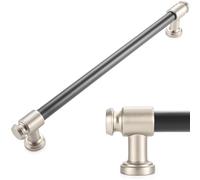 KOOFIZO Rome Bar Cabinet Pull - Black Handle with Brushed Nickel Furniture Hardware, 8.8 Inch/224mm Screw Spacing, 5-Pack for Kitchen Cupboard Door, Bedroom Drawer, Wardrobe