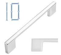 KOOFIZO Wide Foot Cabinet Bar Pull - Chrome Modern Solid Handle, 5 Inch/128mm Screw Spacing, 10-Pack for Kitchen Cupboard Door, Bedroom Dresser Drawer, Bathroom Wardrobe Hardware