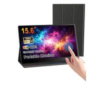 KOOFORWAY 15.6" FHD Portable Monitor Touchscreen for Laptop | 10-Point Touch FHD IPS screen with dual speakers, protective case & stand. For Laptop PC Phone Gaming