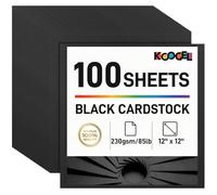 Koogel 100 Sheets Black Cardstock 12 x 12, Heavy Card Stock for Printer, Invitations, Scrapbooking, DIY Crafts and Decoration, Kids Back to School Supplies, 85lb/230gsm
