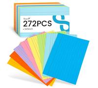 Koogel 272PCS Index Cards 3x5, Colored Index Cards for Back to School, Heavy Lined Notecard Flashcard for Studying School Supplies College Office Home Note Taking, 8 Assorted Colors
