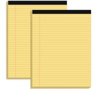 Koogel 2PCS Legal Pads, 21.5 x 28cm 45 Sheets Wide Ruled Lined Perforated Notepads Writing Pads Yellow Paper Pads for Student Study Work Office