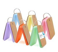 Koogel 300PCS Flash Cards with Key Ring, Colored Index Cards for School, 2.2 x 3.5 Inch, Small Portable Notecard for Studying Nursing Classroom Office Home Note Taking To Do List Essentials, 6 Colors