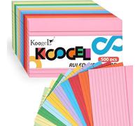Koogel 500PCS Index Cards 3" x 5", Colored Lined Ruled Flash Cards for Back to School, Heavy Notecards for Studying School Home College Office Note Taking, To Do List Supplies, 10 Colors