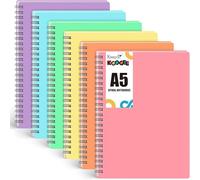 Koogel 6PCS Spiral Notebooks Macaron Colours, A5 College Ruled Spiral Journal 14.8 x 21cm Colourful Study Notebooks 480 Sheets/960 Pages for Office School