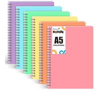 Koogel 6PCS Spiral Notebooks Macaron Colours, A5 College Ruled Spiral Journal 15 x 20.5cm Colourful Study Notebooks 480 Sheets/960 Pages for Office School