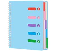 Koogel A4 Notebook with Dividers 5 Tabs, Spiral PVC Cover School Office