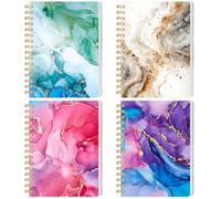 Koogel A6 Notebooks Pocket Notebook 4Pcs Mini Spiral Notepad College Ruled Marble Cover 4×6 Inch for Office School Gift