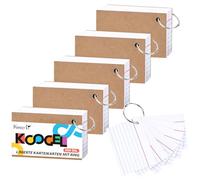 Koogel A8 Lined Cardstock Index Cards, Pack of 500 Index Cards with Ring in Practical Learning Box, Vocabulary Cards for On the Go Vocabulary Learning