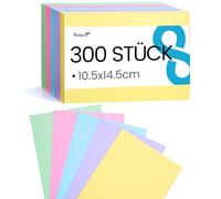 Koogel Blank Index Cards A6, 14.8 x 10.5 cm, 300 Pieces, Vocabulary Learning, Office, School, Presentation (5 Colours, 150 g/m²)