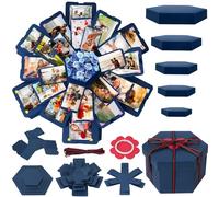 Koogel Explosion Gift Box, Blue Exploding Photo Album Surprise Love Box with DIY Scrapbooking Accessories for Anniversary, Birthday, Wedding