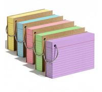 Koogel Flash Cards A7 Index Cards with Metal Ring 400Pcs 5 Colour Double Sided Revision Stationery School Supplies 10.5×7.4cm Ruled Study Sheets