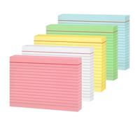 Koogel Index Card A6 Lined, Pack of 250 Lined Index Cards in Practical Learning Box for On the Go Vocabulary Learning,Yellow,Blue,Green,White,Pink