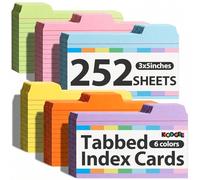 Koogel Index Cards 3x5, 252PCS Colored Flash Card Dividers with Tabs, Dividers Notecards Memo Scratch Pad for Studying Color Coding Project School Supplies Learning Recipe Note Taking To Do List