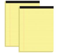 Koogel Legal Pad, 2 Pack 21.5×28cm Yellow Wide Ruled Notepad, Perforated 45 Sheet Writing Pad for School Office Home