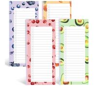 Koogel Magnetic Shopping List Pad For Fridge 4Pack Fruit Design Magnetic Notepad 200 Tear Off Sheets 21×9cm for Grocery To Do Locker Filing Cabinet