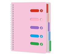 Koogel Spiral Ruled Notebook 5-Subject with Dividers - 220 Pages Hardcover Journal, 28x21cm Pink - for Women, Creative Planning & Journaling