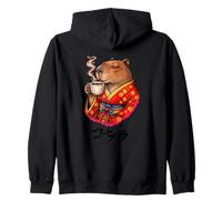 Koohibara Capybara Coffee Kimono Japanese Animal Zip Hoodie