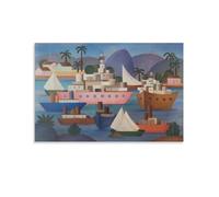 KOOHTAA Tarsila Do Amaral Tapestry Tarsila Do Amaral - O Porto, Art Poster Hanging Picture Artworks Canvas Poster Wall Art Prints Home Modern Decor 20x30inch(50x75cm)