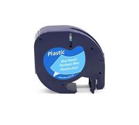 KOOILANG 10pcs Compatible for Dymo LetraTag 91201 Black On White (12mm X 4m) Plastic Label Tapes 91201 91221 59422 S0721660 Label Printers(10pcs Blue)