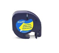 KOOILANG 10pcs Compatible for Dymo LetraTag 91201 Black On White (12mm X 4m) Plastic Label Tapes 91201 91221 59422 S0721660 Label Printers(10pcs Yellow)