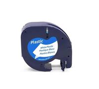 KOOILANG 10pcs Compatible for Dymo LetraTag 91201 Black On White (12mm X 4m) Plastic Label Tapes 91201 91221 59422 S0721660 Label Printers(10pcs White)