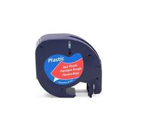 KOOILANG 10pcs Compatible for Dymo LetraTag 91201 Black On White (12mm X 4m) Plastic Label Tapes 91201 91221 59422 S0721660 Label Printers(10pcs Red)