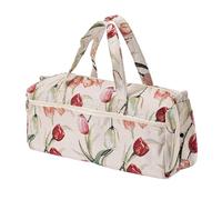 KooingTech Knitting Bag, Woven Fabric Knitting Storage Bag, Household Storage Tote Organizer Knitting Tools Storage Bag(Rose Jacquard)