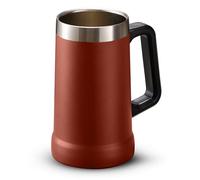 KooK Beer Stein, Stainless Steel Coffee Mug, Tumbler with Thermal Vacuum Insulation, Double Walled Drinking Cup, Large Handle, Shatterproof (Dark Terracota)