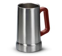 KooK Beer Stein, Stainless Steel Coffee Mug, Tumbler with Thermal Vacuum Insulation, Double Walled Drinking Cup, Large Handle, Shatterproof (Stainless Steel)