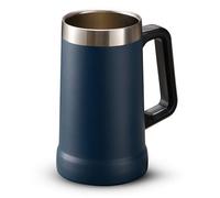KooK Beer Stein, Stainless Steel Coffee Mug, Tumbler with Thermal Vacuum Insulation, Double Walled Drinking Cup, Large Handle, Shatterproof, Navy Blue, 23.7 oz, KM1BS23N