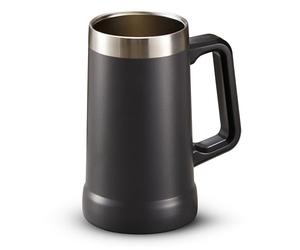 KooK Beer Stein, Stainless Steel Coffee Mug, Tumbler with Thermal Vacuum Insulation, Double Walled Drinking Cup, Large Handle, Shatterproof (Storm Grey)
