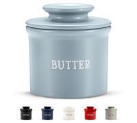 Kook Butter Keeper Dish, French Ceramic Crock For Counter With Lid, Embossed Container, For Soft Butter, Perfect for Chrismas Gift, Home and Kitchen Decor (Casper Blue)