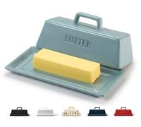 Kook Ceramic Butter Dish with Lid, Kitchen Countertop Butter Keeper, Serving Tray with Cover, Storage Container, Holds 1 Stick, Microwave and Dishwasher Safe, Casper Blue